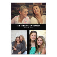 Personnalisé 3 sections Famille Photo Collage Blac