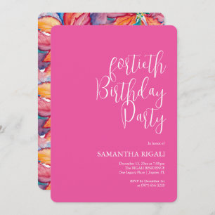 Personnalisé 40e anniversaire Invitations Fuchsia 