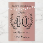 Personnalisé 40e anniversaire Mini Étiquettes bout (Étiquettes simples)