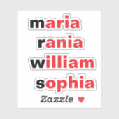 Personnalisé 4 Noms, Stickers Cadeaux Nouveautés (Feuille)