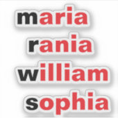 Personnalisé 4 Noms, Stickers Cadeaux Nouveautés (Devant)