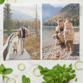 Personnalisé 4 Photo Collage Serviettes de cuisine (Plié)