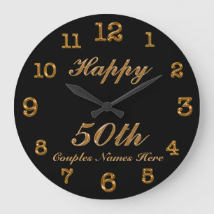 PERSONNALISÉ 50e anniversaire Horloge Changer noir