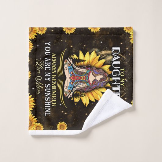 Personnalisé À Ma Fille Amour De Maman Sunflowe (Gant de toilette)