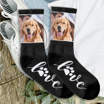 Personnalisé Animal Photo Love Empreinte de patte<br><div class="desc">AMOUR ! Surprenez votre amoureux des chiens préféré avec ces mignonettes AMOUR avec des chaussettes photo pour chien empreinte de patte. Ces chaussettes de chien sont un cadeau de faveur de mariage parfait chez votre mariage de chien. Ils seront les favoris de tous les amoureux de les chiens, mamans à...</div>