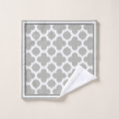 Personnalisé Beige Gris Blanc Rétro Ikat Quatrefoi (Gant de toilette)