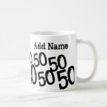 Personnalisé Black 50th Birthday Mug Nom personnal<br><div class="desc">Personnalisé 50e anniversaire Noir et Blanc,  Ajouter un nom.</div>