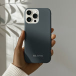 "Personnalisé Bleu Charbon Personnalisé<br><div class="desc">Ajoutez une touche d'élégance à votre quotidien grâce à ce coque iphone bleu charbon personnalisé. Doté d'un arrière - plan doux et élégant et de votre nom personnalisé en police chic, ce boîtier téléphonique est parfait pour présenter votre style unique. Conçu pour la beauté et la durabilité, il offre une...</div>