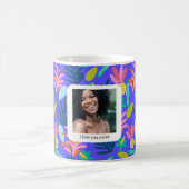 Personnalisé bleu floral mère amour Mug (Centre)