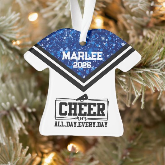 Personnalisé Bleu & Noir Cheer Ornament (Arbre)