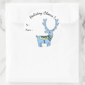 Personnalisé Blue Deer Holiday Cheers Étiquette ca (Sac)