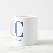 Personnalisé Blue Initial et nom Mug (Devant gauche)