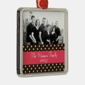 Personnalisé Brown Polka Dot PHOTO Ornement (Droite)