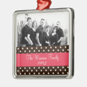 Personnalisé Brown Polka Dot PHOTO Ornement (Gauche)