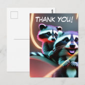 Personnalisé, Carte de remerciements, Cute Racoon, (Devant / Derrière)