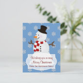Personnalisé : Carte postale Snowman Joyeux Noël (Debout devant)