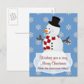 Personnalisé : Carte postale Snowman Joyeux Noël (Devant / Derrière)