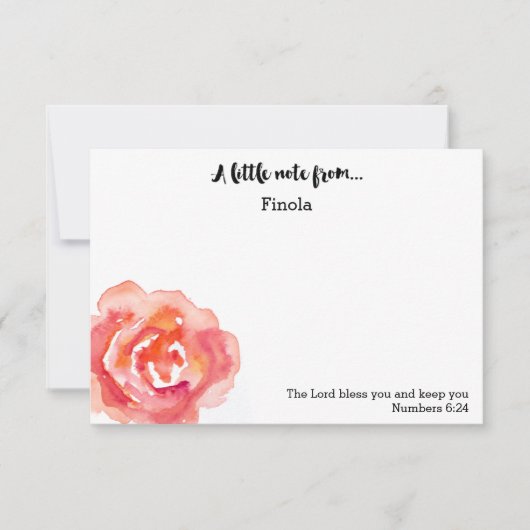 Personnalisé | Carte pour notes de l'écriture Rose (Devant)