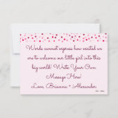 Personnalisé C'est une fille ! Carte Pois rose (Dos)