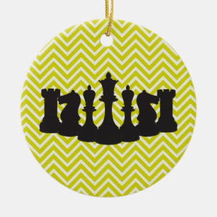 Personnalisé Chic Chevron Chess Ornement de Noël