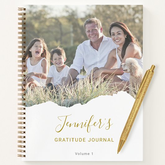 Personnalisé Chic Torn Photo Gratitude Journal