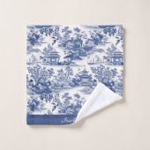 Personnalisé Chinoiserie Motif Pagode Bleu Blanc (Gant de toilette)