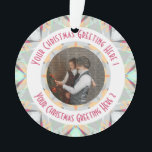 Personnalisé Christmas Star Winter Grey Photo Grey<br><div class="desc">Custom Christmas Star Winter Grey Joyeux rose brillant turquoise pendaison ornement photo Décorations de voeux. Décorez votre maison pour Noël avec ce sable gris, rose, beige et bleu turquoise et ce bauble de l'arbre Christmas Star. Donnez à votre intérieur de maison un éclat de couleur maximaliste, gai et cool. Décor...</div>