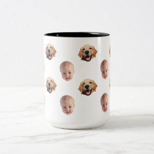 Personnalisé Cute Family Face 2 Photos Mug