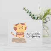 Personnalisé Cute Yoga Thème Chat Invitation (Debout devant)