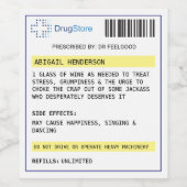 Personnalisé drôle étiquette de vin de prescriptio (Étiquettes simples)