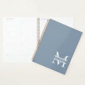 Personnalisé Elegant Dusty Blue Monogramme et nom (Devant avec enveloppe)