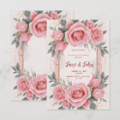 [Personnalisé] Élégant Faire-part de mariage rose (Devant / Derrière)