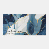 Personnalisé Élégant Monogramme Marbre blanc bleu  (Recto)