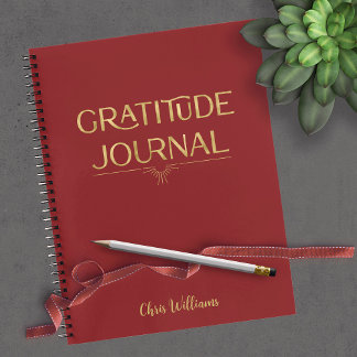Personnalisé Elegant rouge foncé Carnet de gratitu