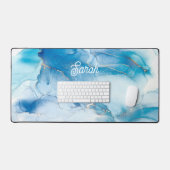 Personnalisé en marbre bleu chic et or (Clavier et souris)