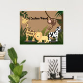 Personnalisé Enfants Nom bébé JungleZoo Poster d'a (Bureau à domicile)