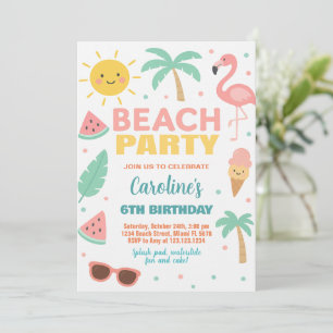 Personnalisé Enfants Plage Anniversaire Invitation