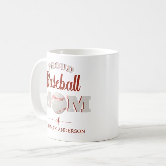 Personnalisé Fier Baseball Maman Coffee Mug (Devant gauche)