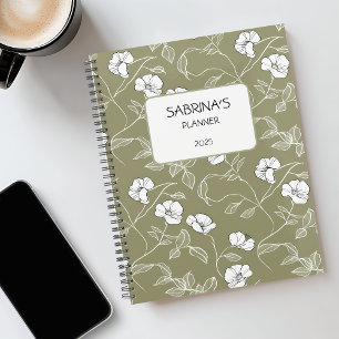 Personnalisé Florale Vert Olive Minimaliste Non Da