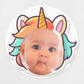 PERSONNALISÉ foto cupcake toppers stickers licorn (Design 2)