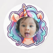 PERSONNALISÉ foto cupcake toppers stickers licorn (Design 1)