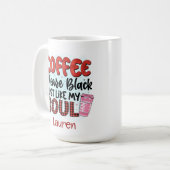 Personnalisé Funny Black S'il vous plaît café Mug (Devant gauche)
