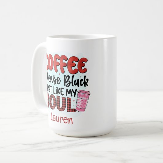 Personnalisé Funny Black S'il vous plaît café Mug (Devant gauche)