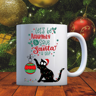 Personnalisé Funny Cat Mischief Christmas Mug
