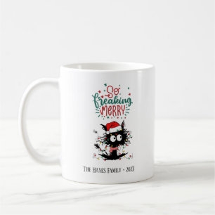 Personnalisé Funny Freaking Cat Christmas Mug
