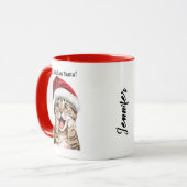 Personnalisé Funny Kitty Chat de Noël Mug (Devant gauche)