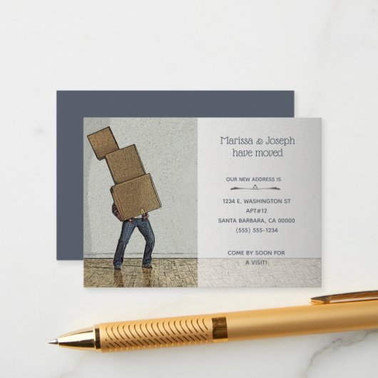 Personnalisé Funny Moving Faire-part Nous avons dé (Devant/Arrière en situation)