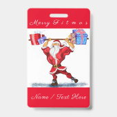 Personnalisé Funny Noël Nom Badge Père Noël Cadeau (Back)