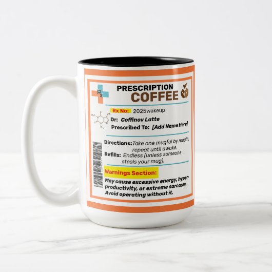 Personnalisé Funny Prescription Café Mug (Gauche)