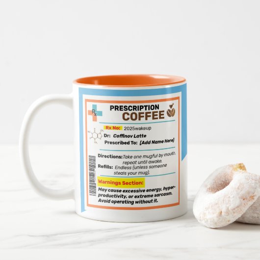 Personnalisé Funny Prescription Café Mug (Avec donut)